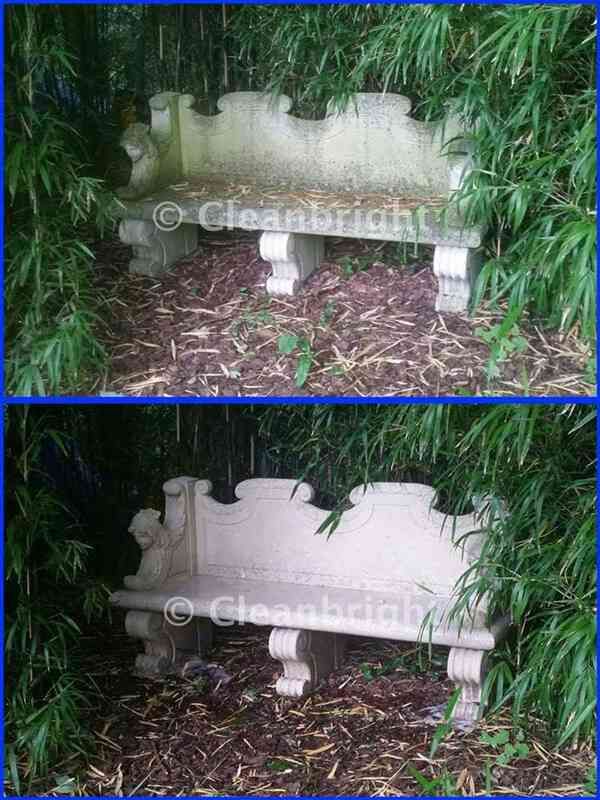 before and after stone bench cleaning