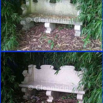 before and after stone bench cleaning
